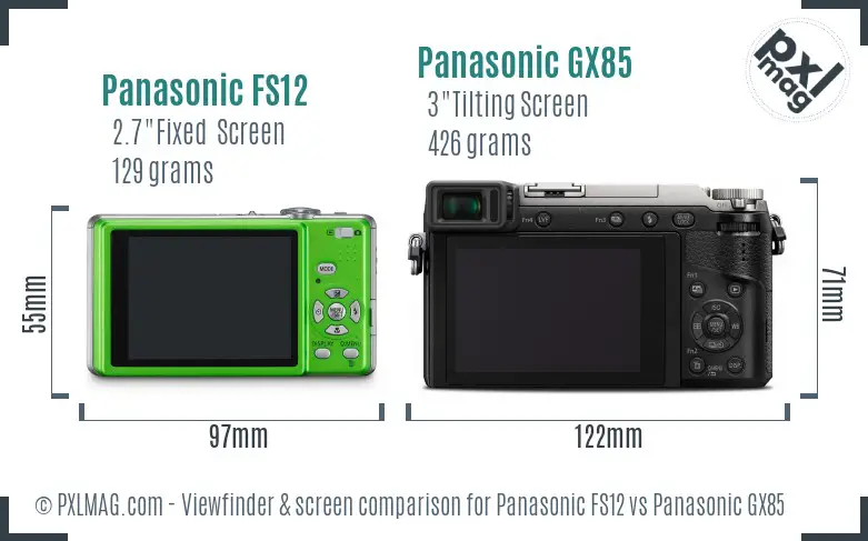 Panasonic FS12 vs Panasonic GX85 Screen and Viewfinder comparison