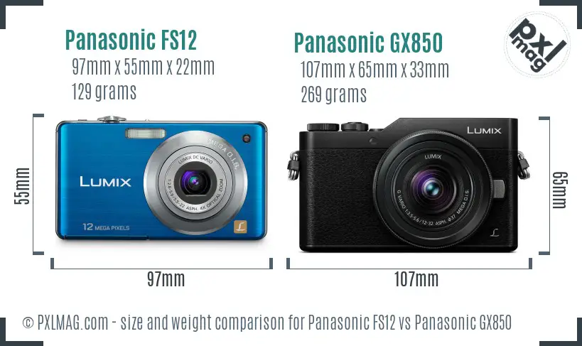 Panasonic FS12 vs Panasonic GX850 size comparison