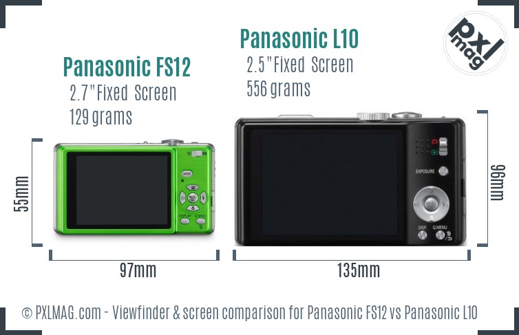 Panasonic FS12 vs Panasonic L10 Screen and Viewfinder comparison