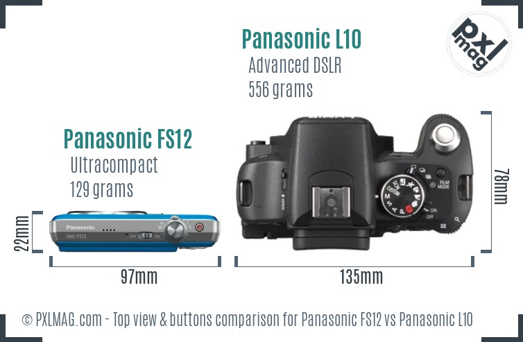 Panasonic FS12 vs Panasonic L10 top view buttons comparison
