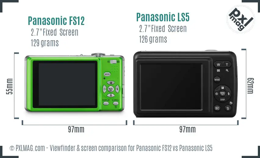 Panasonic FS12 vs Panasonic LS5 Screen and Viewfinder comparison