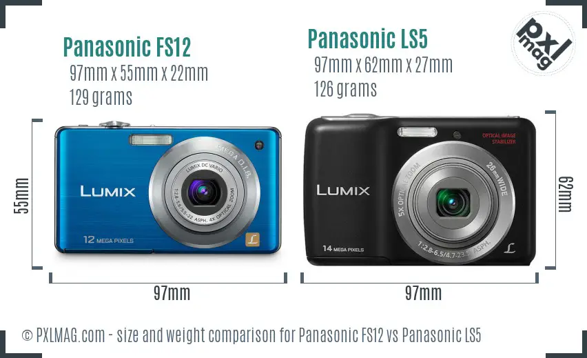 Panasonic FS12 vs Panasonic LS5 size comparison