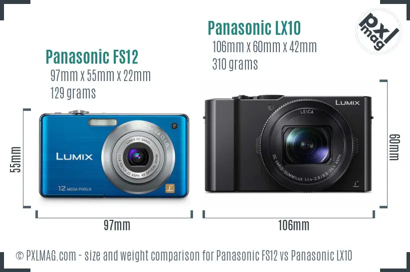 Panasonic FS12 vs Panasonic LX10 size comparison