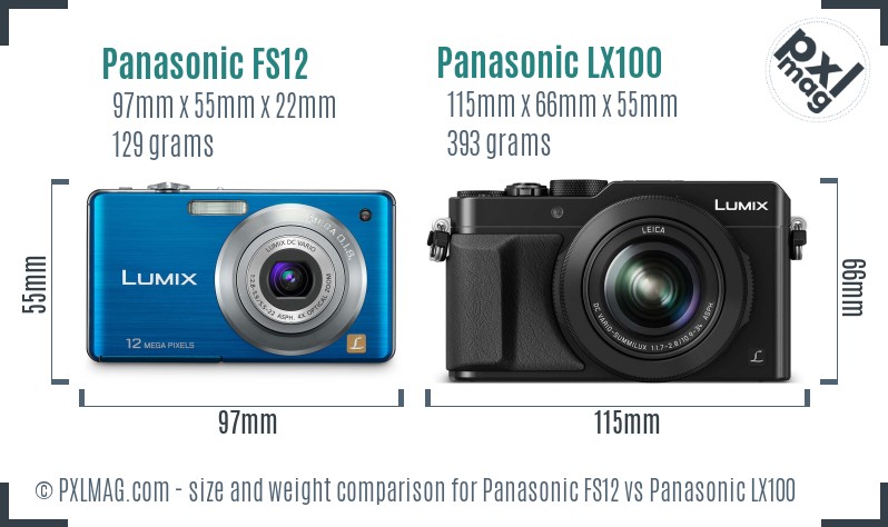 Panasonic FS12 vs Panasonic LX100 size comparison Panasonic FS12 vs Panasonic LX100 size comparison