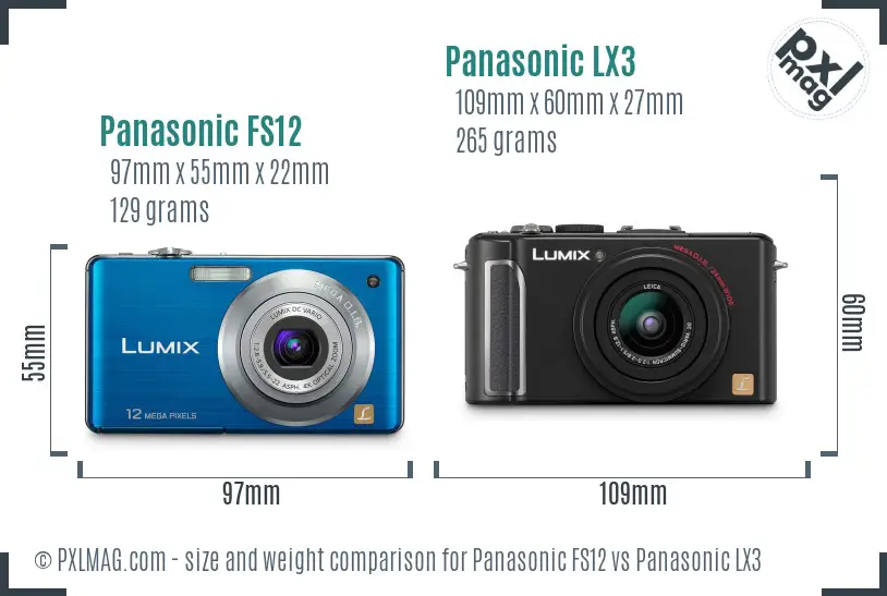 Panasonic FS12 vs Panasonic LX3 size comparison