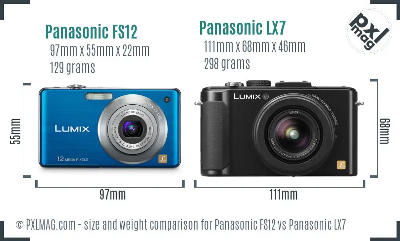 Panasonic FS12 vs Panasonic LX7 size comparison