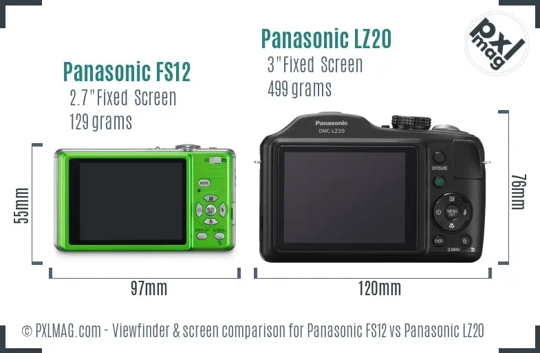 Panasonic FS12 vs Panasonic LZ20 Screen and Viewfinder comparison