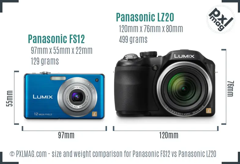Panasonic FS12 vs Panasonic LZ20 size comparison
