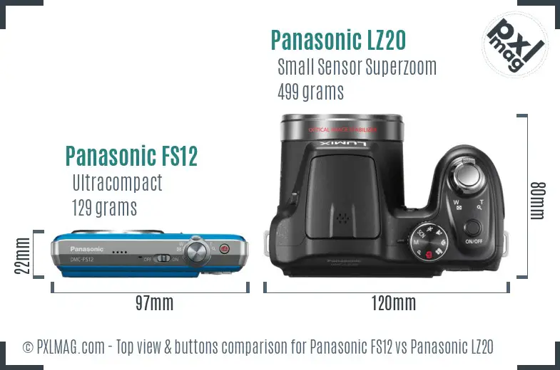 Panasonic FS12 vs Panasonic LZ20 top view buttons comparison