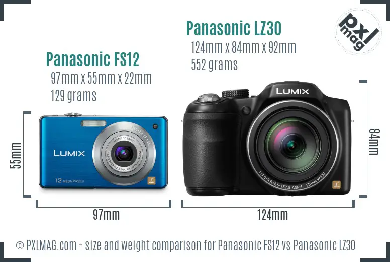 Panasonic FS12 vs Panasonic LZ30 size comparison
