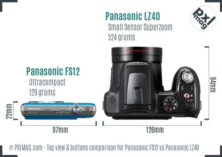 Panasonic FS12 vs Panasonic LZ40 top view buttons comparison