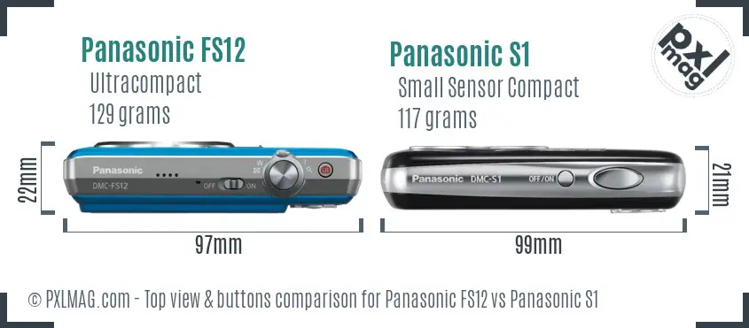 Panasonic FS12 vs Panasonic S1 top view buttons comparison