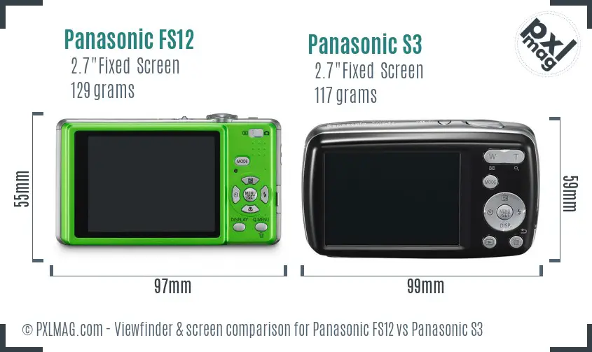 Panasonic FS12 vs Panasonic S3 Screen and Viewfinder comparison Panasonic FS12 vs Panasonic S3 Screen and Viewfinder comparison