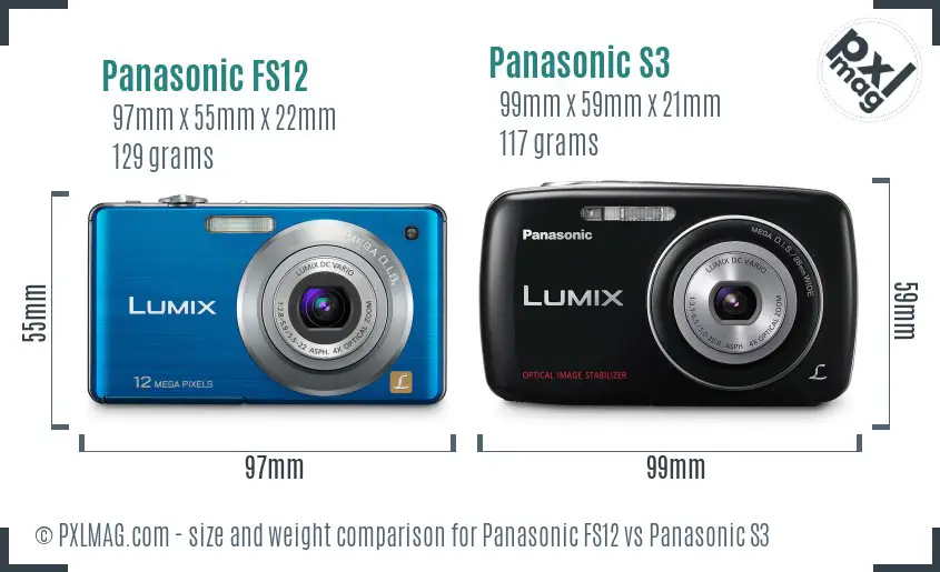 Panasonic FS12 vs Panasonic S3 size comparison Panasonic FS12 vs Panasonic S3 size comparison