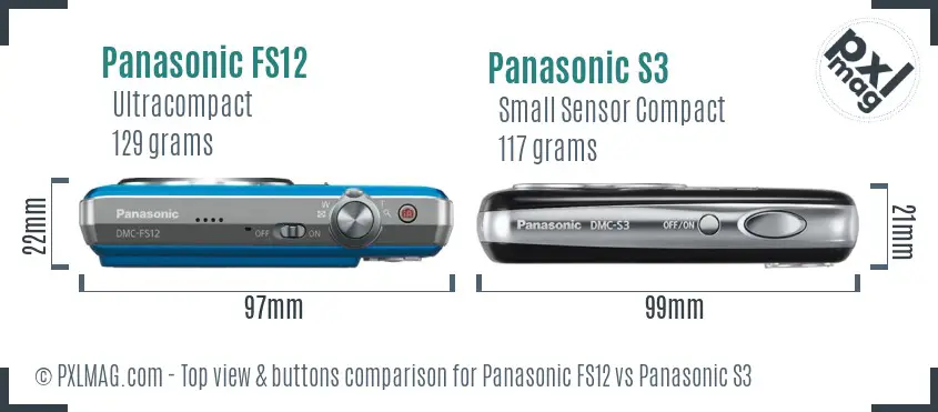 Panasonic FS12 vs Panasonic S3 top view buttons comparison Panasonic FS12 vs Panasonic S3 top view buttons comparison