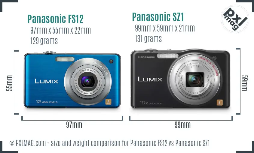 Panasonic FS12 vs Panasonic SZ1 size comparison
