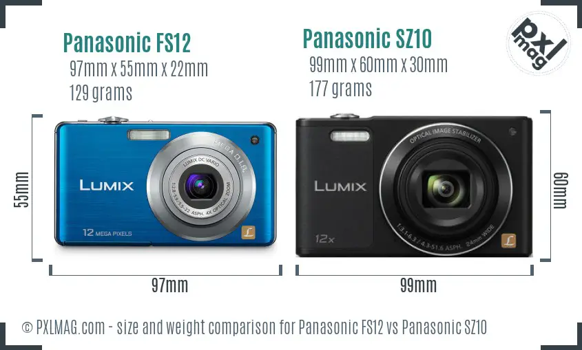 Panasonic FS12 vs Panasonic SZ10 size comparison