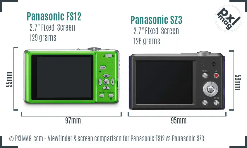 Panasonic FS12 vs Panasonic SZ3 Screen and Viewfinder comparison Panasonic FS12 vs Panasonic SZ3 Screen and Viewfinder comparison