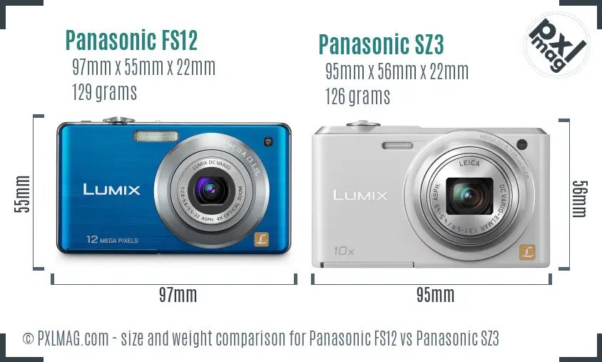 Panasonic FS12 vs Panasonic SZ3 size comparison Panasonic FS12 vs Panasonic SZ3 size comparison