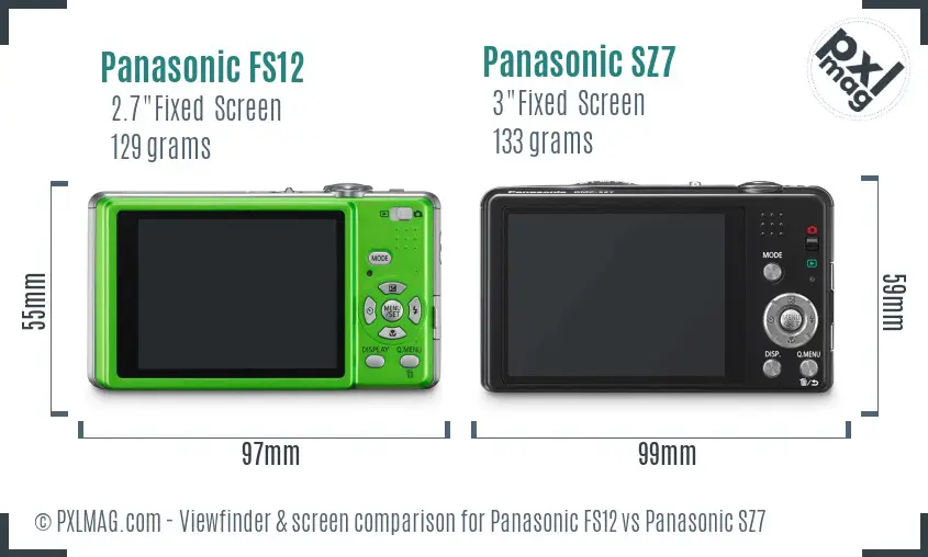 Panasonic FS12 vs Panasonic SZ7 Screen and Viewfinder comparison