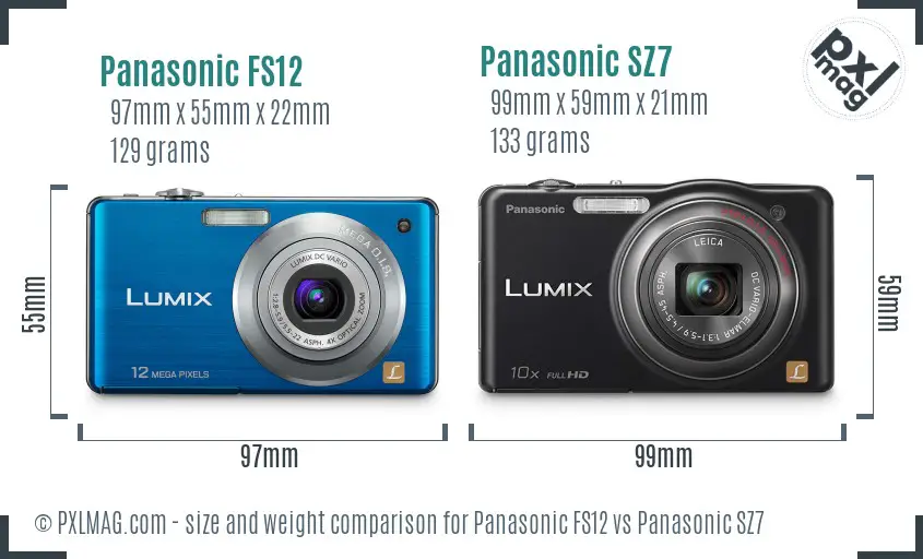 Panasonic FS12 vs Panasonic SZ7 size comparison