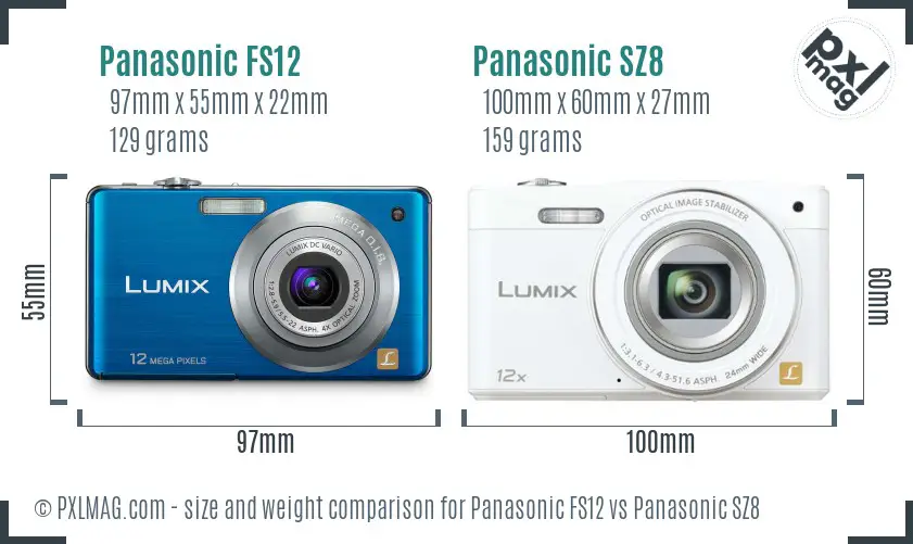 Panasonic FS12 vs Panasonic SZ8 size comparison