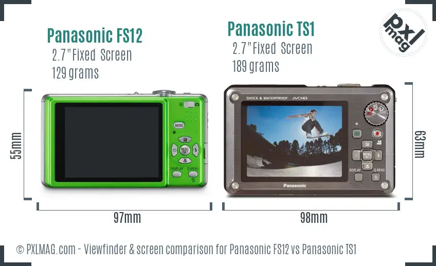 Panasonic FS12 vs Panasonic TS1 Screen and Viewfinder comparison