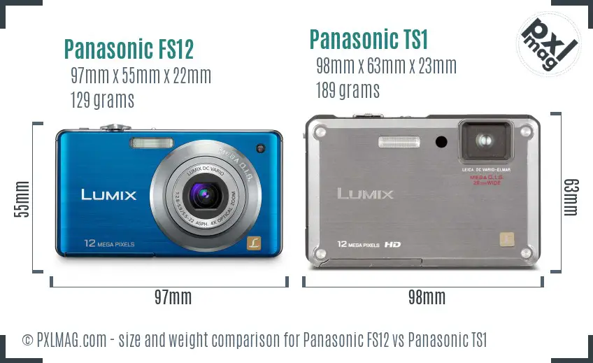 Panasonic FS12 vs Panasonic TS1 size comparison