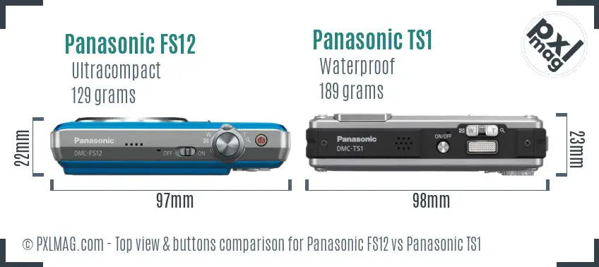 Panasonic FS12 vs Panasonic TS1 top view buttons comparison