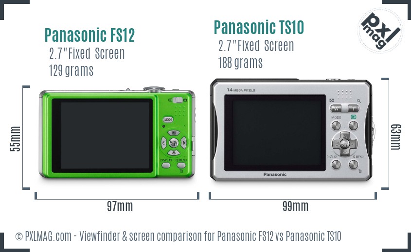 Panasonic FS12 vs Panasonic TS10 Screen and Viewfinder comparison