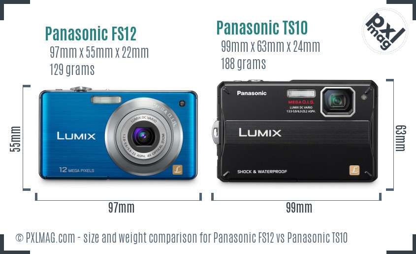 Panasonic FS12 vs Panasonic TS10 size comparison