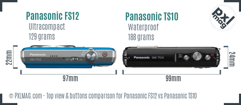 Panasonic FS12 vs Panasonic TS10 top view buttons comparison