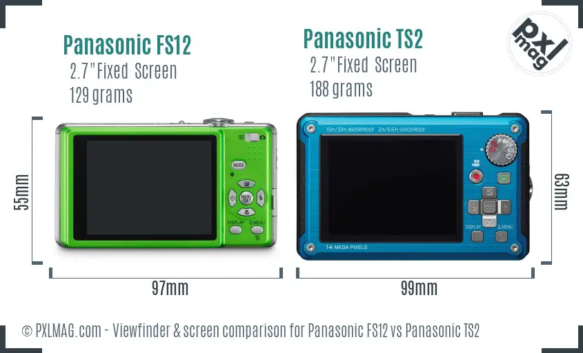 Panasonic FS12 vs Panasonic TS2 Screen and Viewfinder comparison