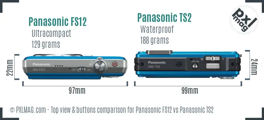 Panasonic FS12 vs Panasonic TS2 top view buttons comparison