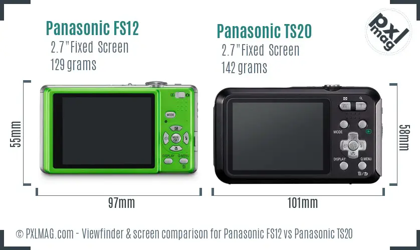 Panasonic FS12 vs Panasonic TS20 Screen and Viewfinder comparison