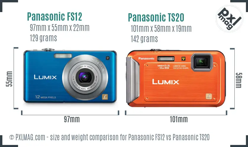 Panasonic FS12 vs Panasonic TS20 size comparison