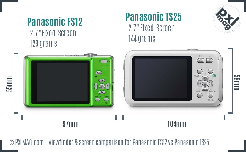 Panasonic FS12 vs Panasonic TS25 Screen and Viewfinder comparison