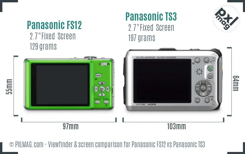 Panasonic FS12 vs Panasonic TS3 Screen and Viewfinder comparison