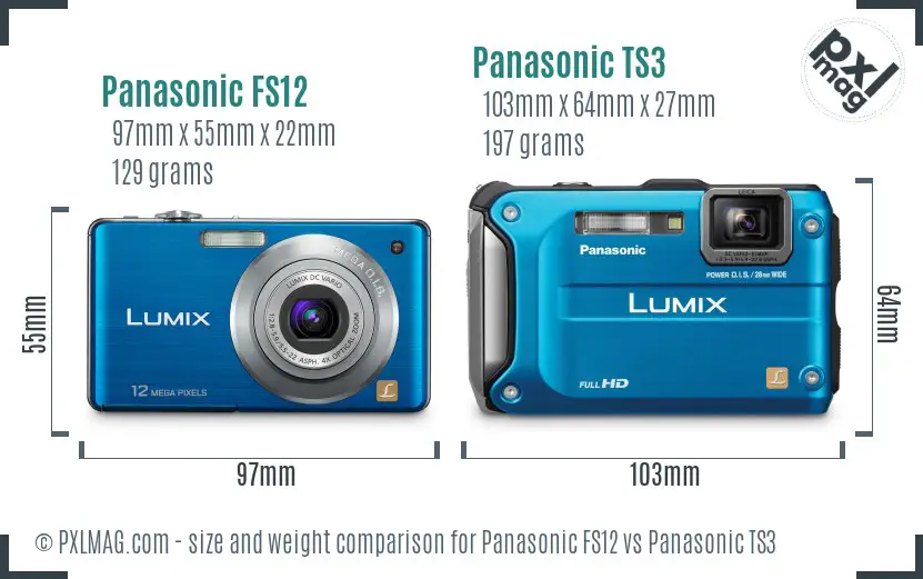 Panasonic FS12 vs Panasonic TS3 size comparison