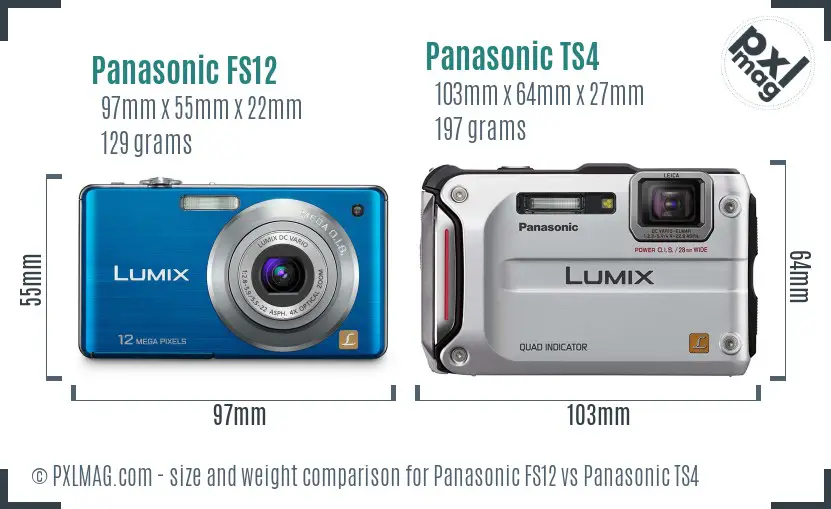 Panasonic FS12 vs Panasonic TS4 size comparison