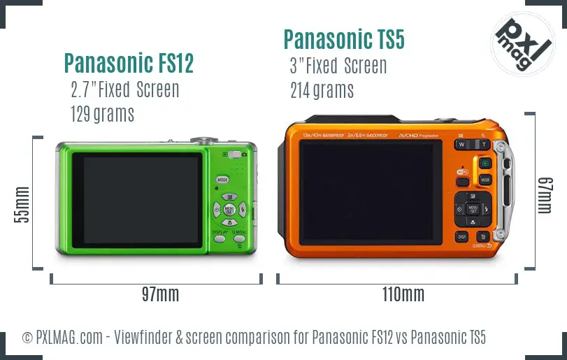 Panasonic FS12 vs Panasonic TS5 Screen and Viewfinder comparison