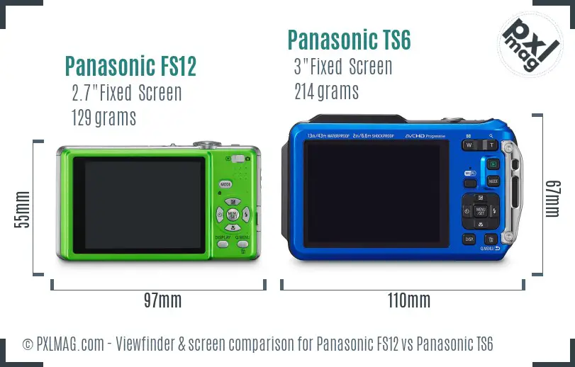 Panasonic FS12 vs Panasonic TS6 Screen and Viewfinder comparison