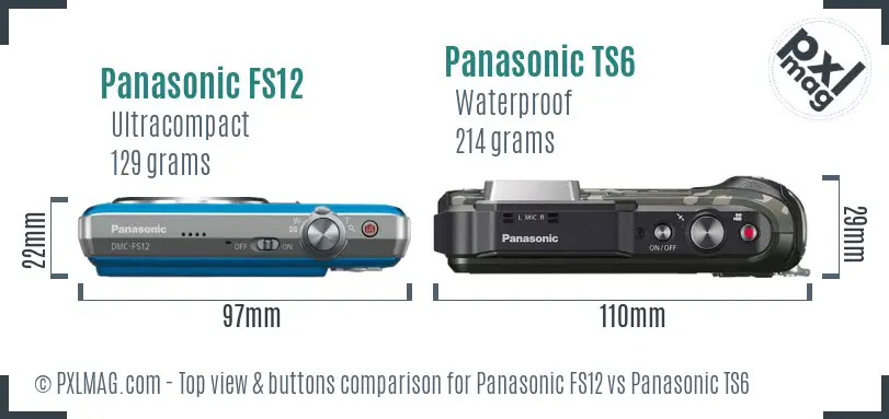 Panasonic FS12 vs Panasonic TS6 top view buttons comparison