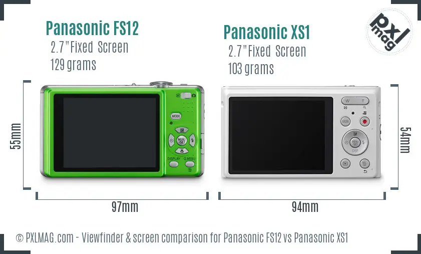 Panasonic FS12 vs Panasonic XS1 Screen and Viewfinder comparison