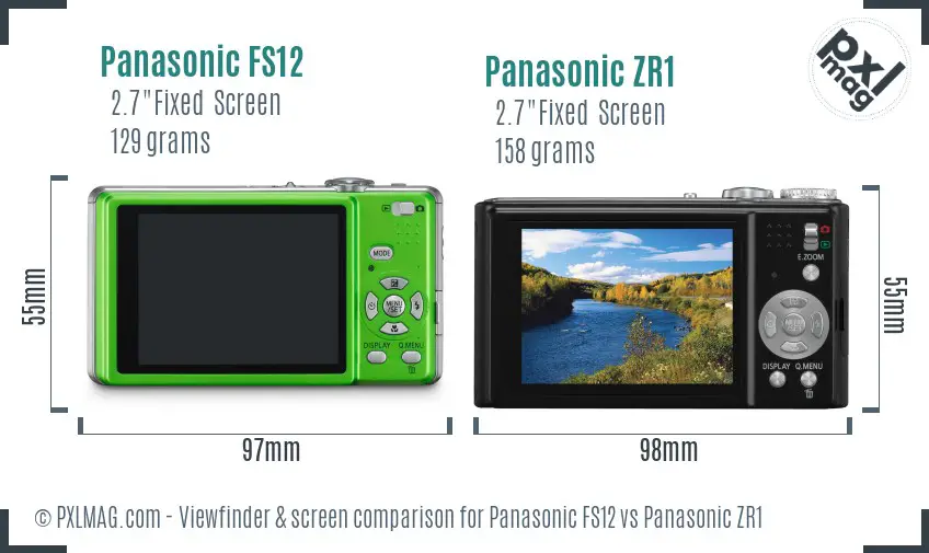 Panasonic FS12 vs Panasonic ZR1 Screen and Viewfinder comparison
