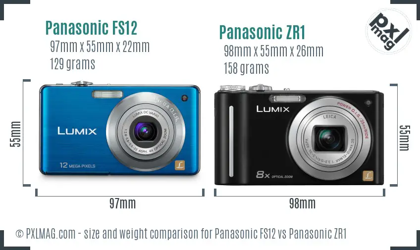 Panasonic FS12 vs Panasonic ZR1 size comparison