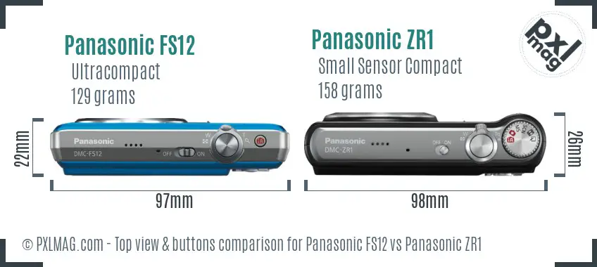 Panasonic FS12 vs Panasonic ZR1 top view buttons comparison