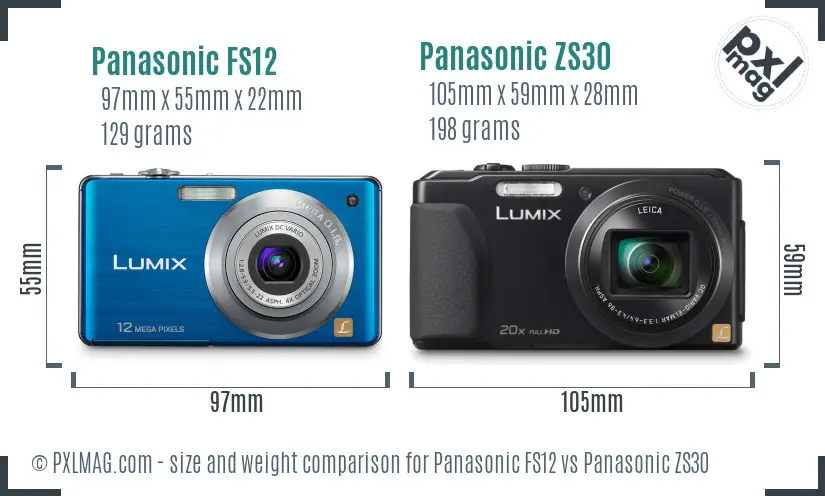 Panasonic FS12 vs Panasonic ZS30 size comparison