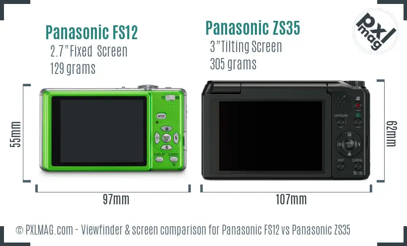 Panasonic FS12 vs Panasonic ZS35 Screen and Viewfinder comparison