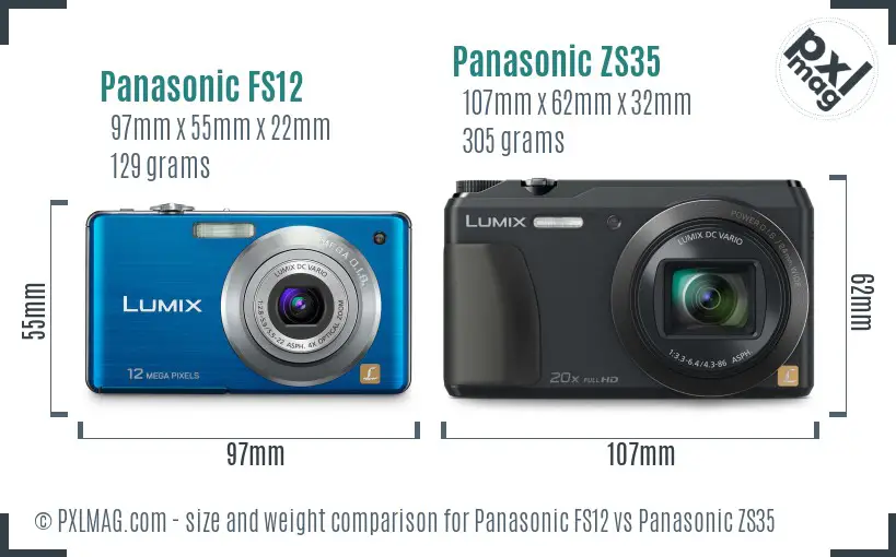 Panasonic FS12 vs Panasonic ZS35 size comparison